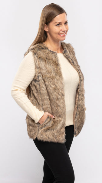 Women's Faux Fur Vest-1 Color/2 Sizes-6pcs/pack OR 4pcs/pack