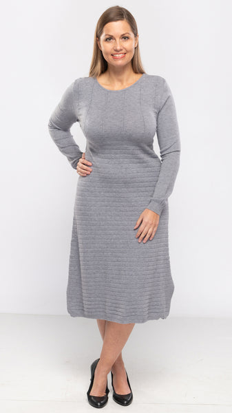 Women's Knit "Stripe Front" Stretch Dress-3 Colors/3 Sizes-12pcs/pack
