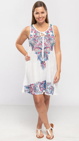 Women's Sleeveless Summer Printed Dress-3 Prints/Free Size-12pcs/pack OR 6pcs/pack