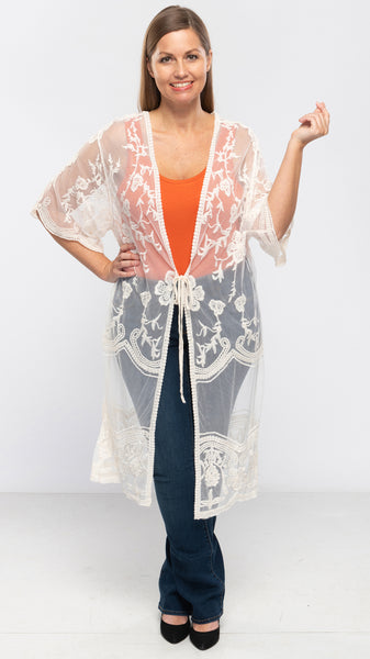Women's Lace Kimono - 1 Col/Free Size-6pcs/pack OR 3pcs/pack