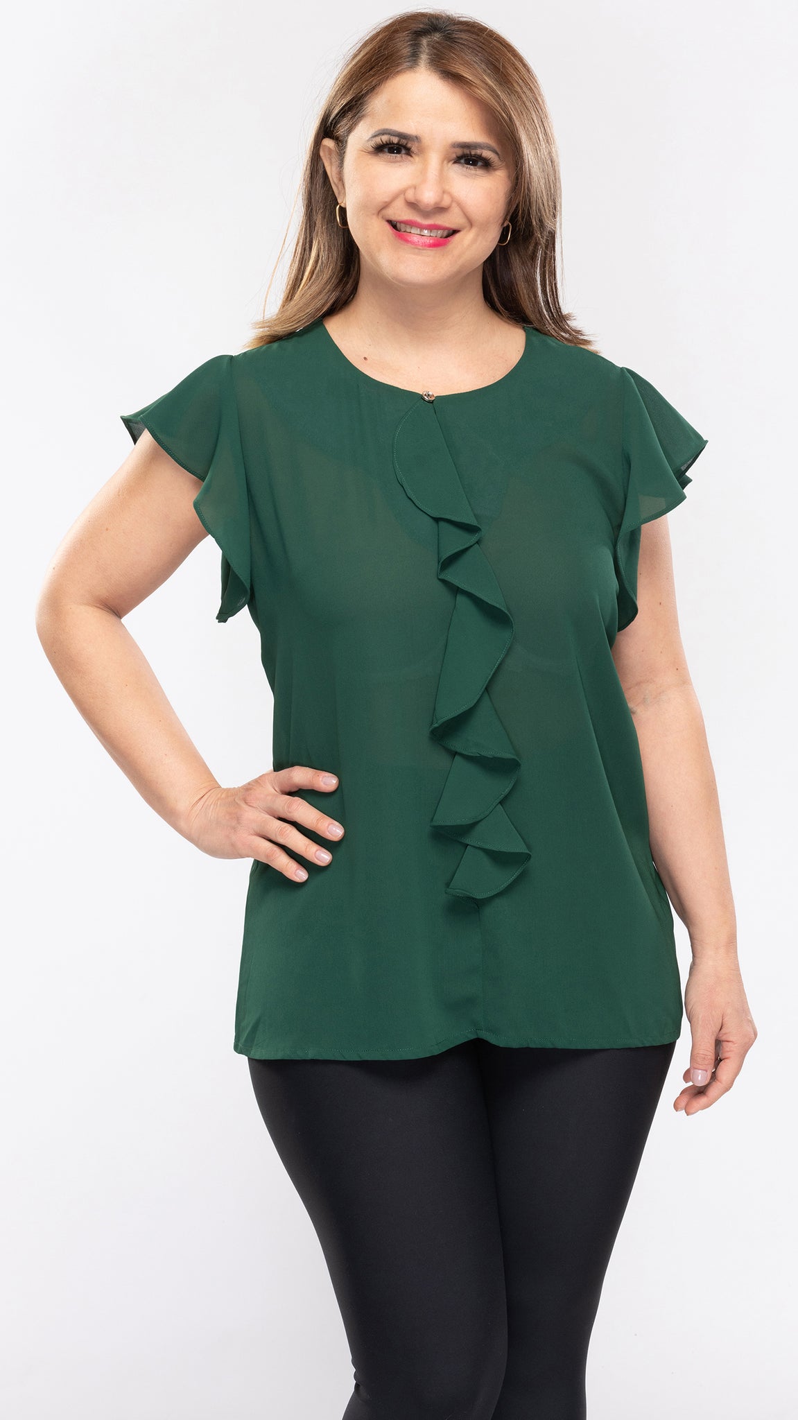 Women's Top w/Front Frill-2 Colors/3 Sizes-12pcs/pack ($9.90/pc) OR 6pcs/pack ($11.90/pc)