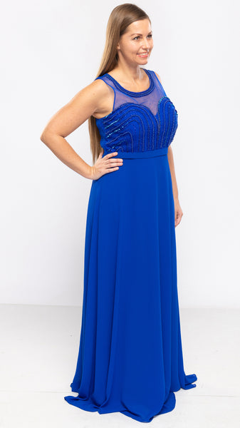 Women's Long Evening Dress w/Stretch Back-1 Color/Free Size
