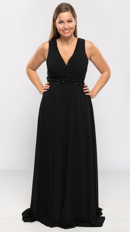 Women's Long Evening Dress w/Stretch Back-1 Col/Free Size