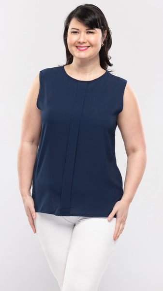 Women's Sleeveless Top w/Front Pleat-3 Colors/3 Sizes-12pcs/pack