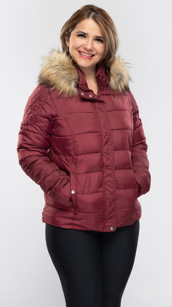 Women's Puffer Jacket w/Faux Fur on Hood-1 Color/2 Sizes-6pcs/pack ($15.60/pc)