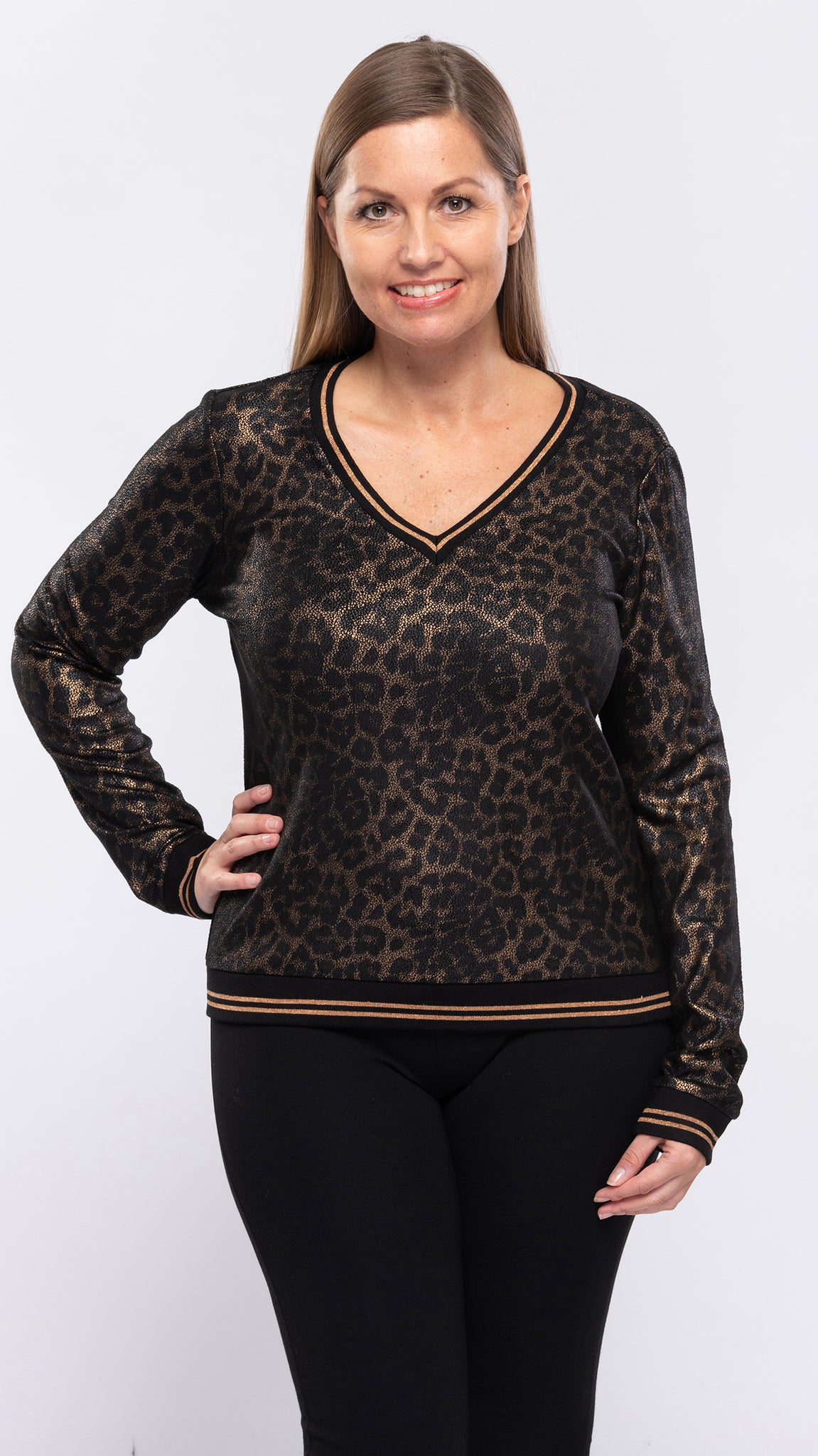 Women's Leopard L/S Top-1 Color/7 Sizes-10pcs/pack ($5.85/pc)