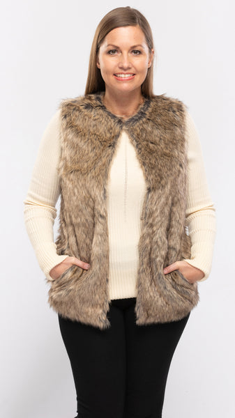 Women's Faux Fur Vest-One Col-2 Sizes-6pcs OR 4pcs PACK