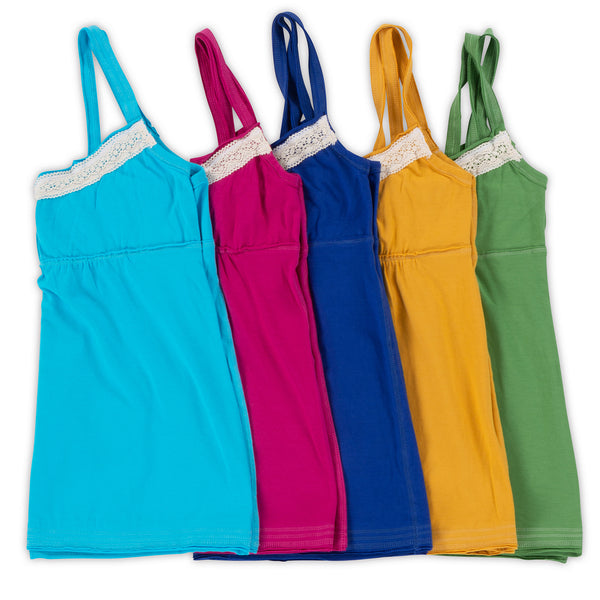 Women's Strap Top w/Lace Trim-7 Colors/3 Sizes-12pcs/pack-MIX PACK of Cols & Sizes