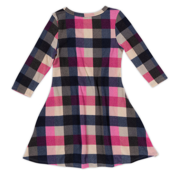 Women's L/S Plaid Dress - 1 Color/4 Sizes - 6pcs/pack ($10.90/pc) - Made in the USA