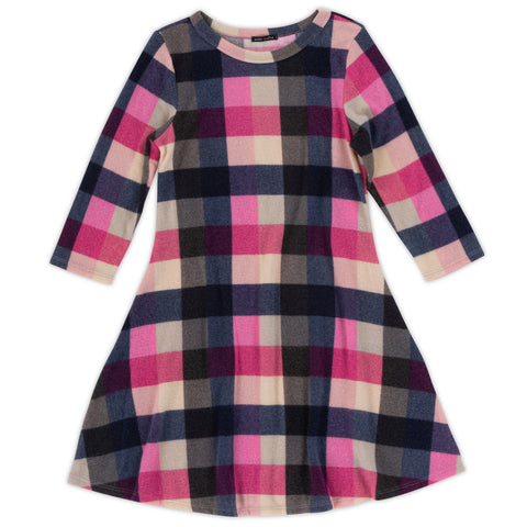 Women's L/S Plaid Dress - 1 Color/4 Sizes - 6pcs/pack ($10.90/pc) - Made in the USA
