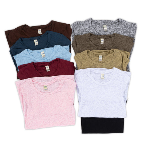 Women's L/S T-Shirt-7 to 9 Assorted Colors/4 Sizes-8pcs/pack- MIX pack of Colors & Sizes