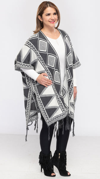 Women's Aztec Poncho Cover-up-3 Colors/2 Sizes-12pcs/pack ($16.90/pc) OR 6pcs/pack ($18.90/pc)
