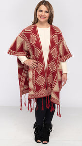 Women's Aztec Poncho Cover-up-1 Col-2 Sizes-4pcs pack