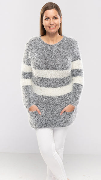 Women's Stripe Fluffy Sweater-2 Colors/3 Sizes-8pcs/pack ($12.90/pc)