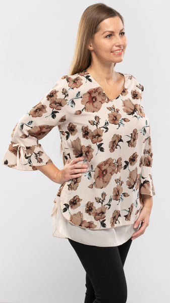 Women's Flower Print Layer Top-2 Colors/3 Sizes-12pcs/pack ($11.90/pc) OR 6pcs/pack ($13.90/pc) - SALE! - CHOOSE PACK SIZE TO SEE LOWER PRICES