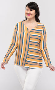 Women's "Both Way Stripe" L/S Top-3 Colors/3 Sizes-9pcs/pack ($12.90/pc)
