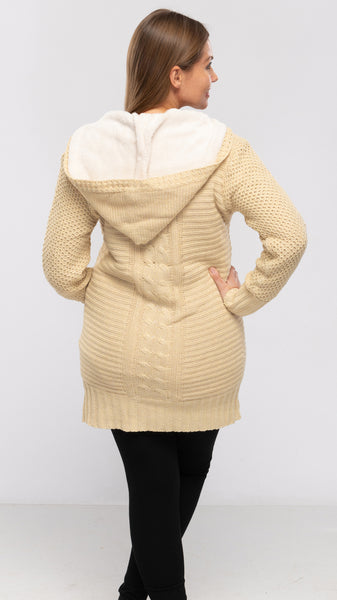 Women's Cable Knit Sweater w/Hood & Fleece Lining-3 Colors/4 Sizes-12pcs/pack ($21.90/pc)