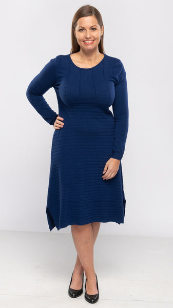Women's Knit "Stripe Front" Stretch Dress-3 Colors/3 Sizes-12pcs/pack ($18.90/pc)