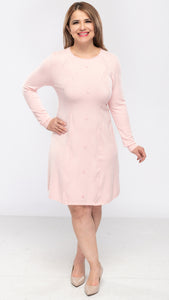 Women's Knit "Zig Zag Button Front Trim" L/S Stretch Dress-3 Colors/3 Sizes-12pcs/pack ($18.90/pc)