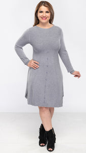 Women's Knit "3 Lines Button Front Trim" L/S Stretch Dress-3 Colors/3 Sizes-12pcs/pack ($18.90/pc)