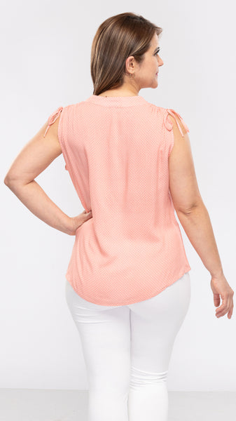 Women's Polka Dot Sleeveless Blouse-1 Color/3 Sizes-6pcs/pack