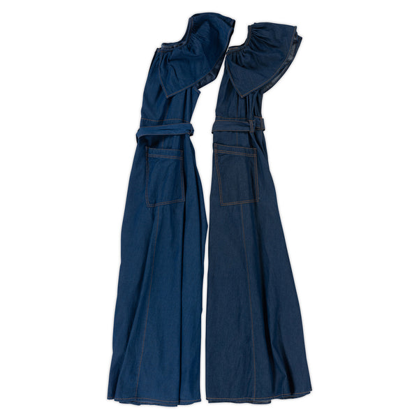 Women's Denim Long Dress w/Pockets & Belt - 2 Colors/5 Sizes - 9pcs/pack ($25.90/pc)