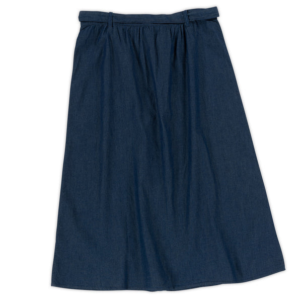 Women's Long Flare Light Denim Skirt w/Pockets & Belt - 1 Color/3 Sizes - 5pcs/pack ($18.90/pc)